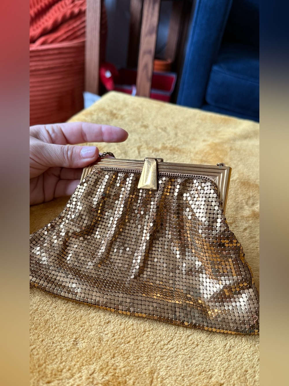 Vintage 40s Whiting & Davis Gold Mesh Evening Bag